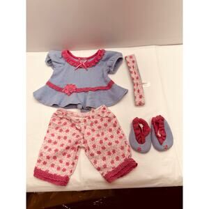 American Girl Doll Bitty Twins Spring Picnic Pants Set Flowers 4 Piece Set